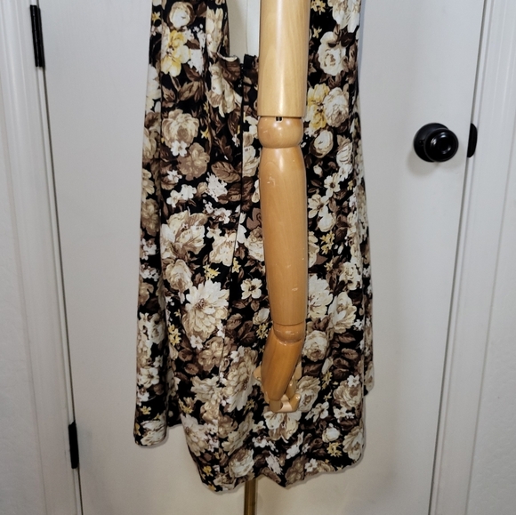 Abercrombie & Fitch Black Floral Cotton Linen Mini Dress Size XXLP Sundress - Picture 10 of 11